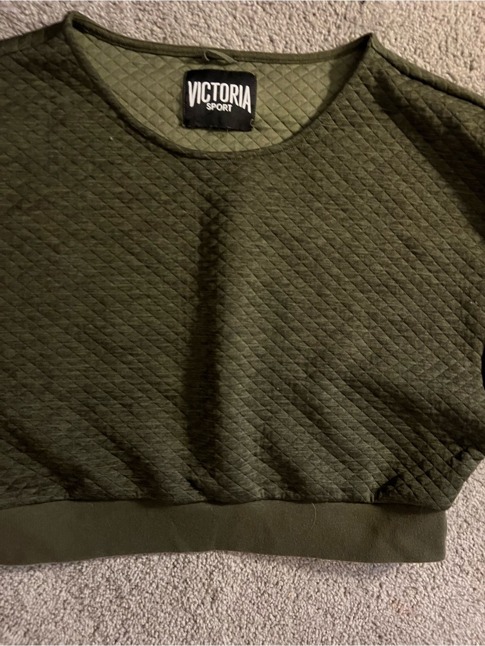 Victoria's Secret Olive Quilted Crop Sweatshirt - Picture 2 of 3